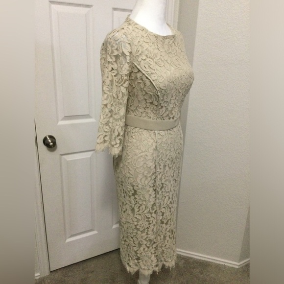 Eva Mendes New York Company Cream Floral Cotton Blend 3/4 Sleeve Dress Size XS - Picture 2 of 11